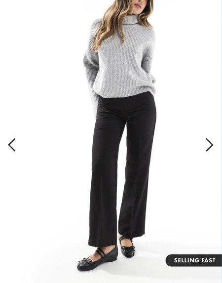Stradivarius tailored straight slim leg trouser in black